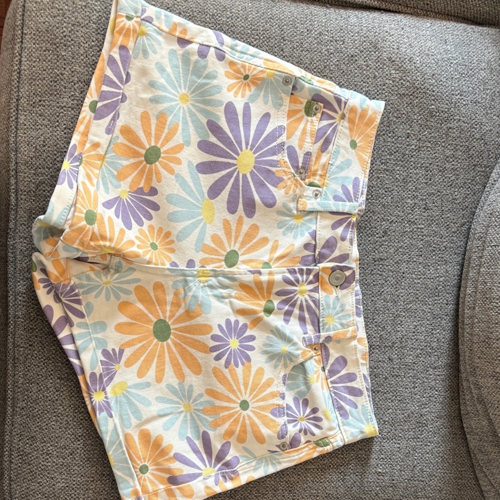 No Boundaries Floral Women's Shorts - Orange, Purple, Green